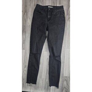 Harper Heritage Womens Size 25 High Rise‎ Skinny Distressed Black Grey Jeans